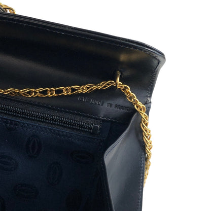 Cartier Leather Chain Shoulder bag Navy Vintage p4nrjw