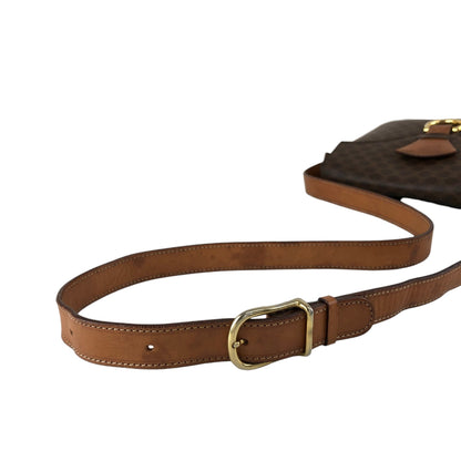 CELINE Macadam Horse Bit Shoulder bag Brown Vintage yw7ax4