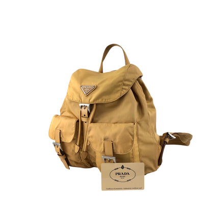 PRADA Tessuto Triangle Logo Backpack Yellow Vintage zmixxc