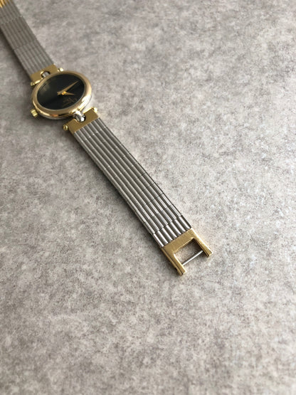 Christian Dior Logo Quartz Watch Silver×Gold 3025 Vintage 3es7fc
