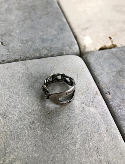 Christian Dior Logo Ring Silver Vintage ub6yse