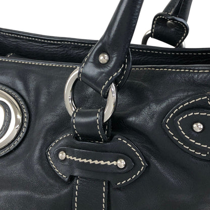 Christian Dior CD Logo Handbag Totebag Black Vintage js7hxe