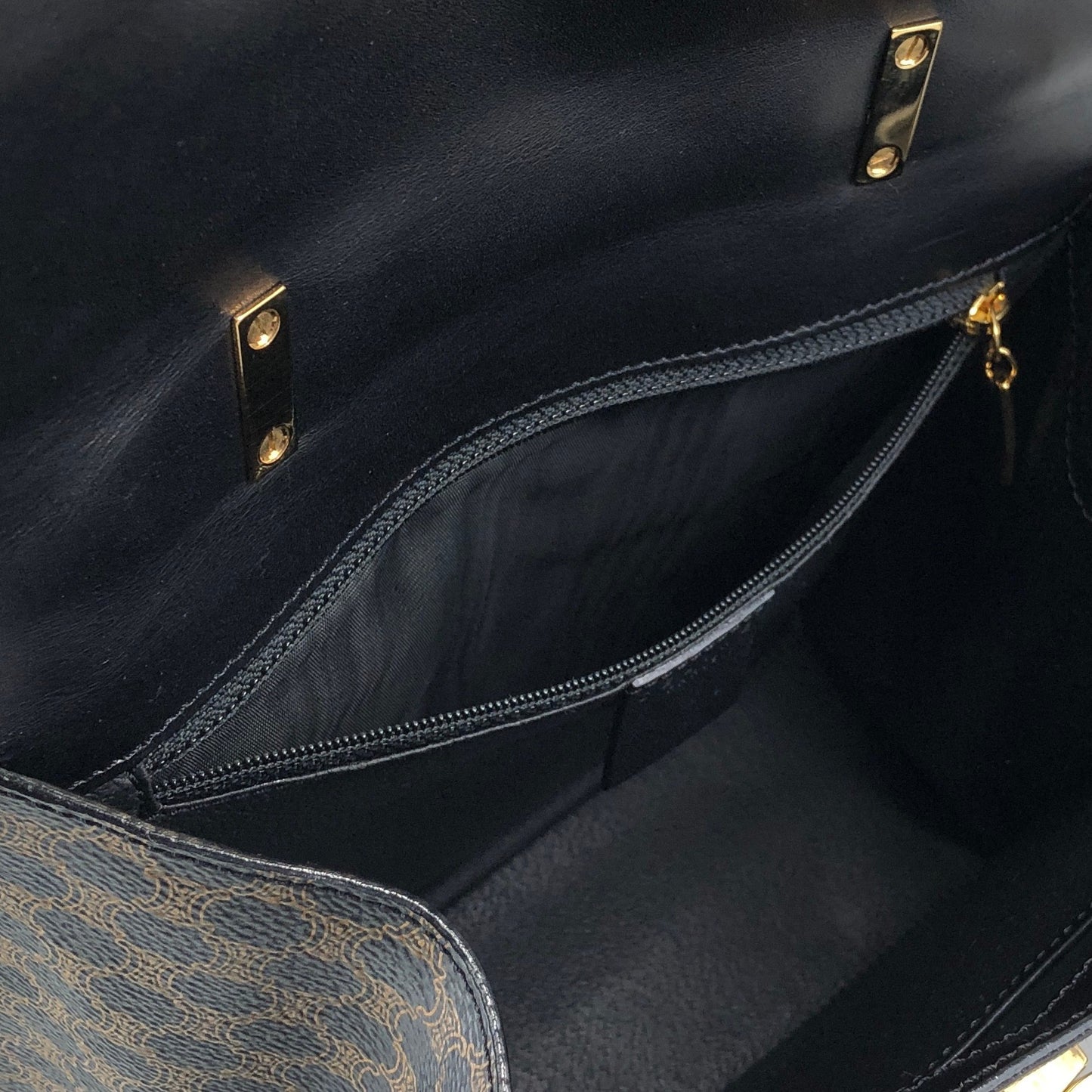 CELINE Macadam Turn Lock Handbag Black Vintage 75x5vx