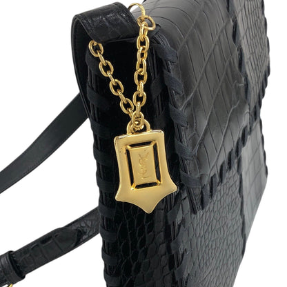 Yves Saint Laurent YSL Logo Charm Shoulder bag Black Vintage p7s3ib