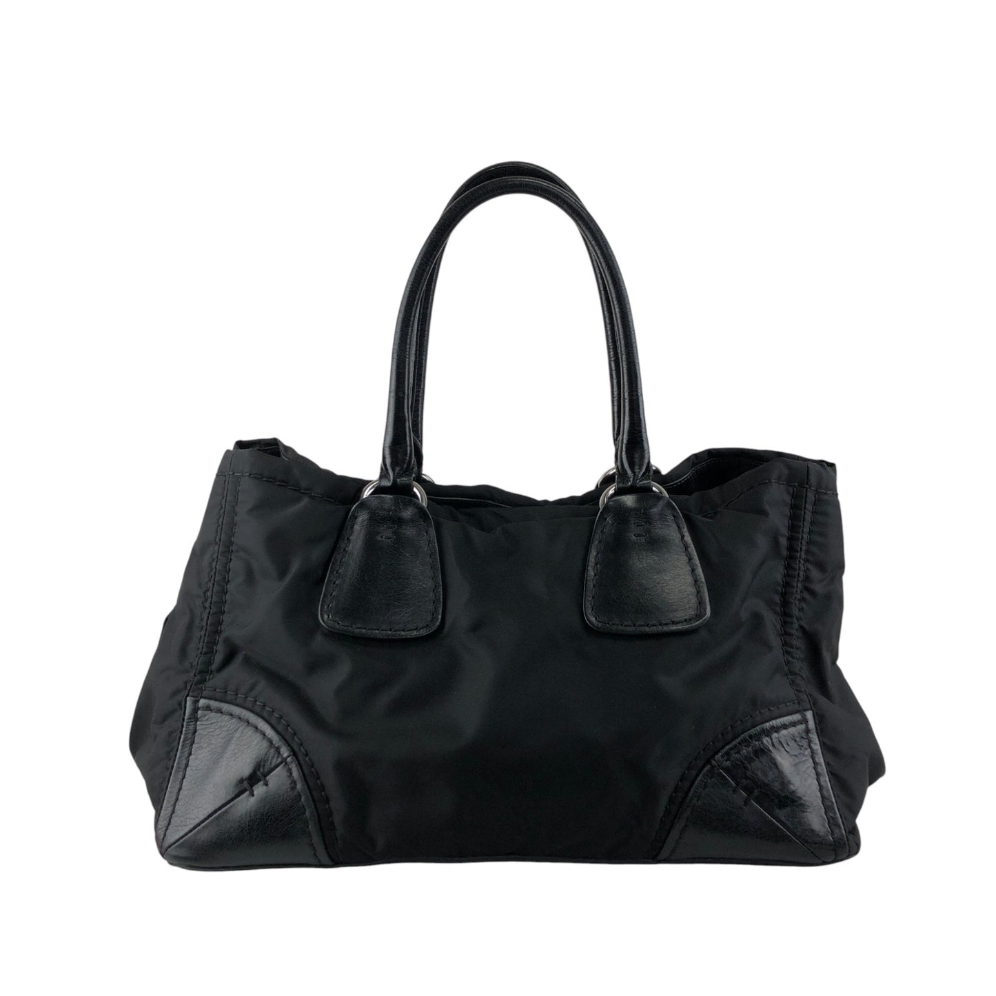 PRADA Triangle Logo Handbag Totebag Black Vintage wd67a4