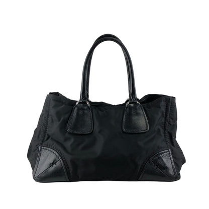 PRADA Triangle Logo Handbag Totebag Black Vintage wd67a4