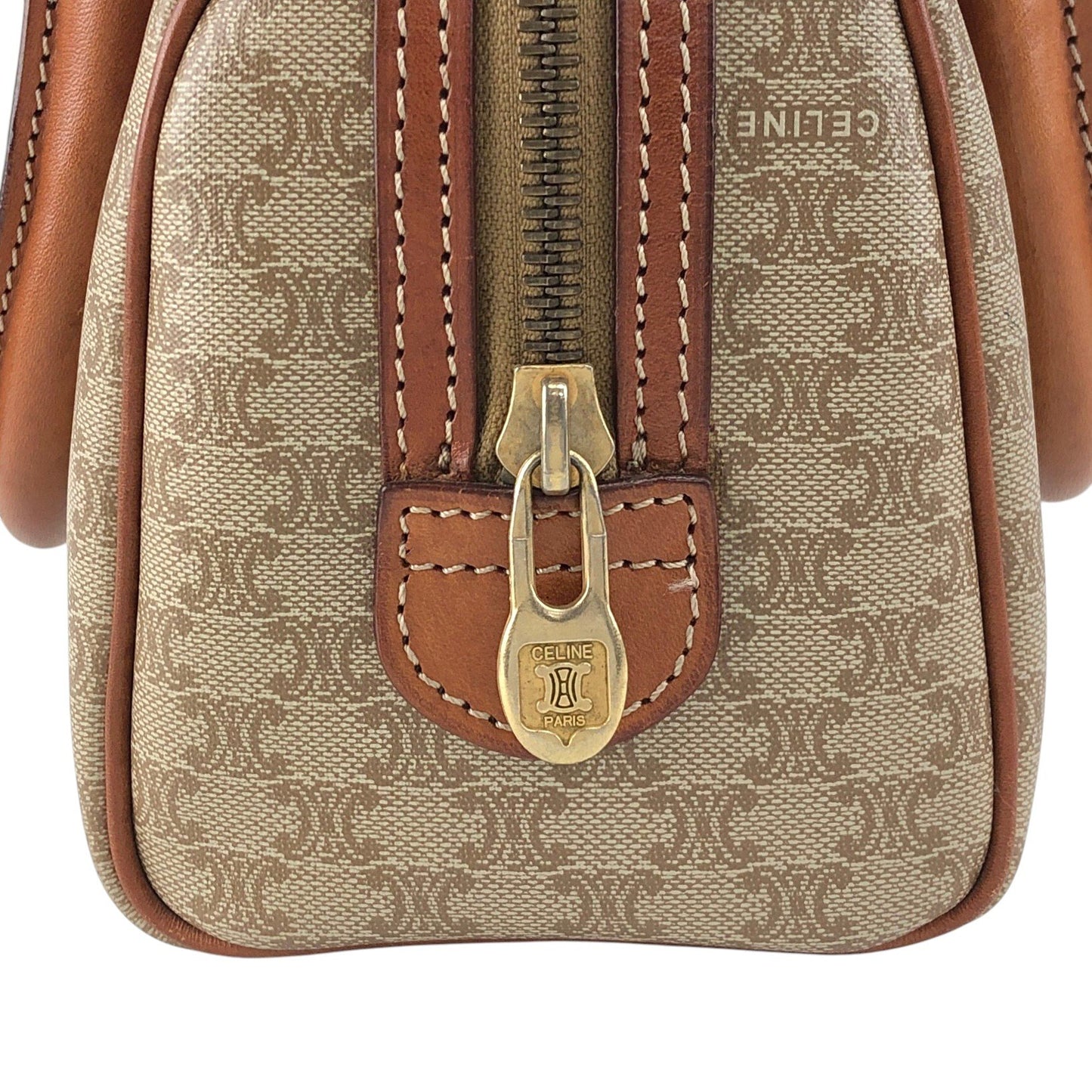 CELINE Macadam Two-way Handbag Shoulder bag Beige Vintage vwi2wp