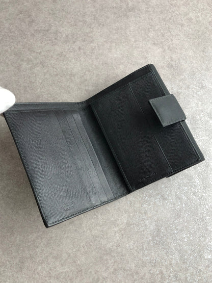 PRADA Tessuto Triangle Logo Folded Wallet Black Vintage 5se6i2