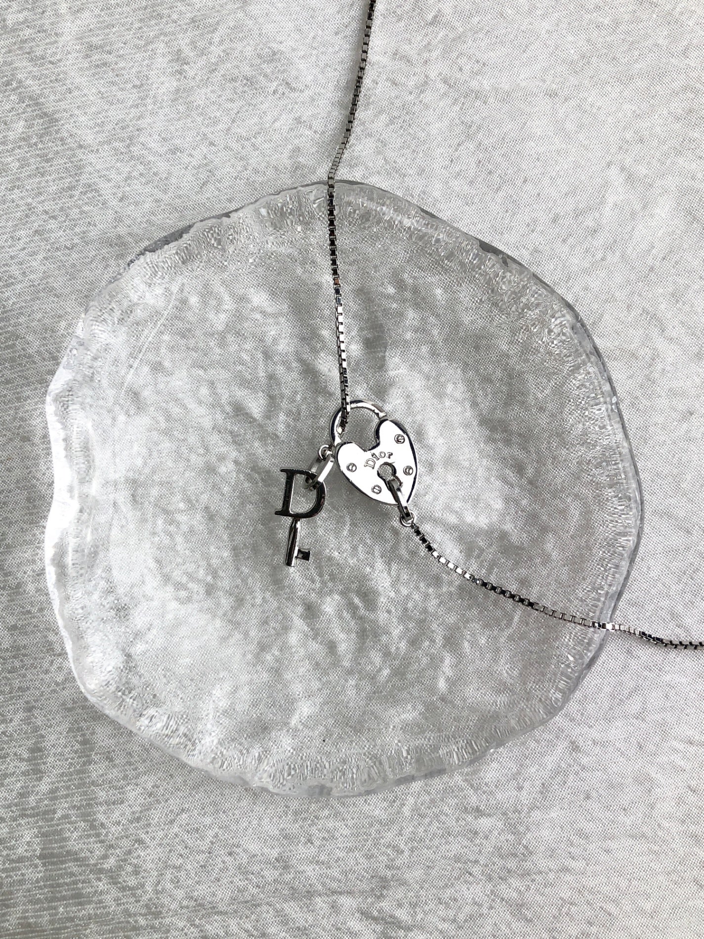 Christian Dior Logo Padlock Necklace Silver Vintage nk8vix