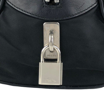 PRADA Triangle Logo Handbag Boston bag Black Vintage mh4xag