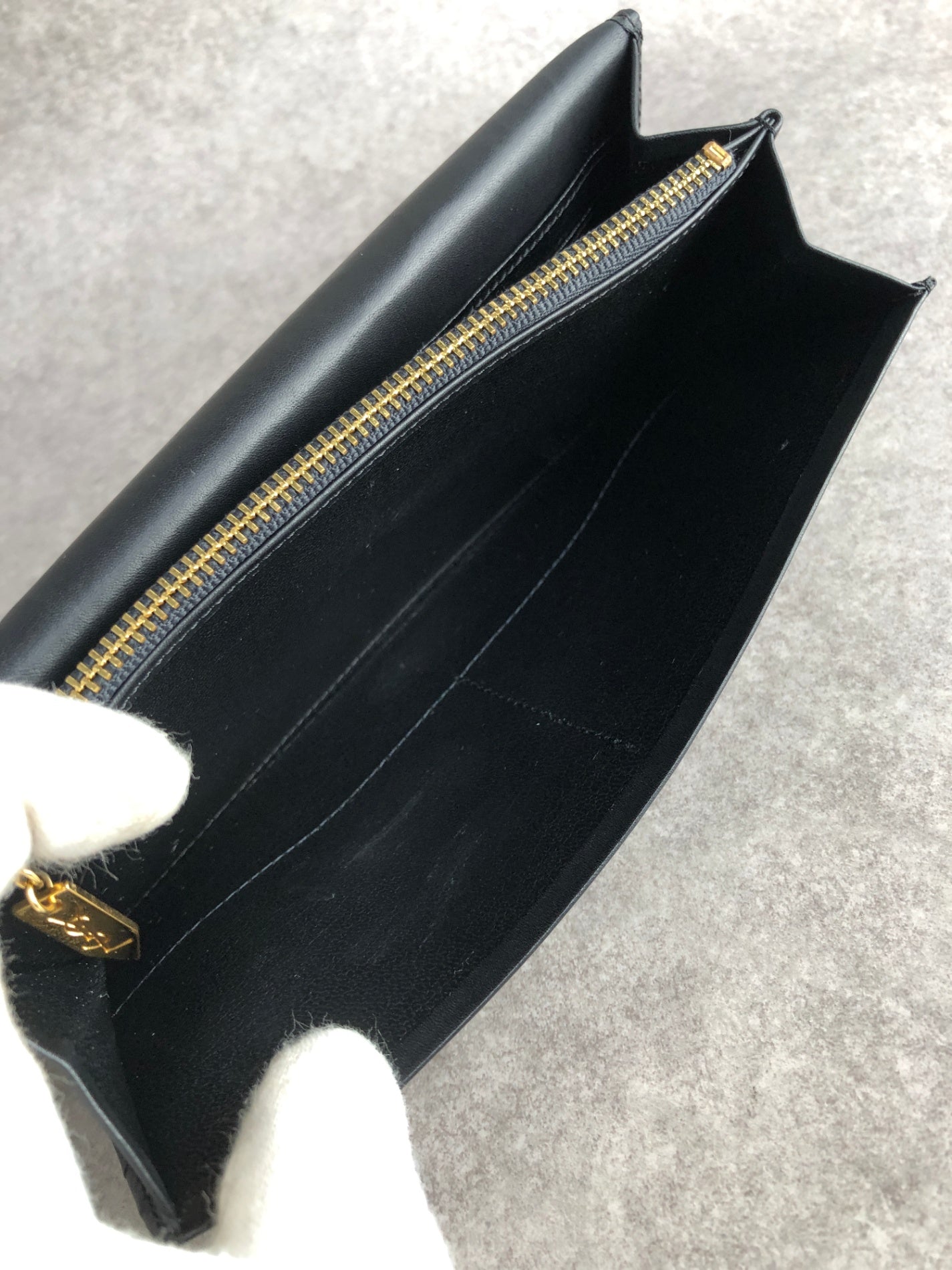 Yves Saint Laurent YSL Logo Long Wallet Black Vintage czyrem