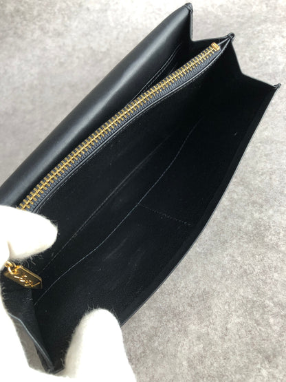 Yves Saint Laurent YSL Logo Long Wallet Black Vintage czyrem