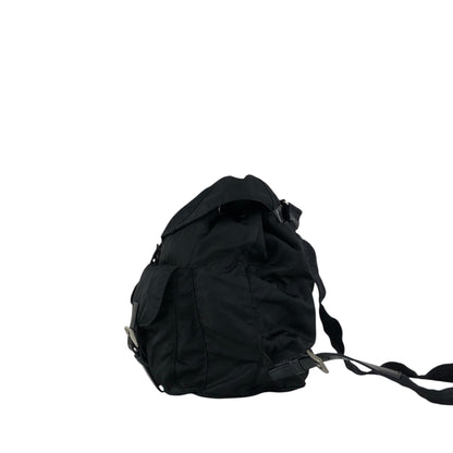 PRADA Tessuto Triangle Logo Double Pocket Backpack Black Vintage mehbr8
