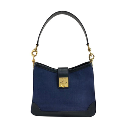 CELINE Gancini Shoulder bag Navy Vintage nnpwss