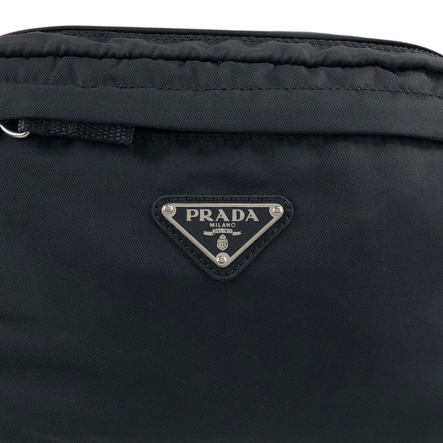 PRADA Tessuto Triangle Logo Sling bag Shoulder bag Black Vintage 58ccjt