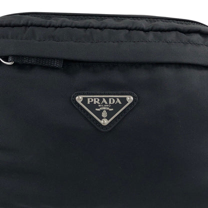 PRADA Tessuto Triangle Logo Sling bag Shoulder bag Black Vintage 58ccjt