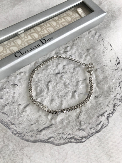 Christian Dior Logo Motif Bracelet Silver Vintage h56tec