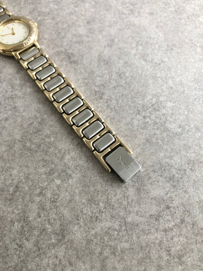 Yves Saint Laurent YSL Logo Watch Gold×Silver Vintage uavgj3
