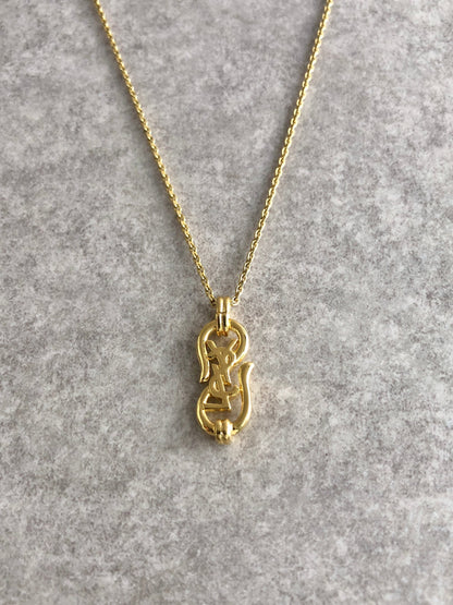 Yves Saint Laurent YSL Logo Necklace Gold Vintage jxgduk