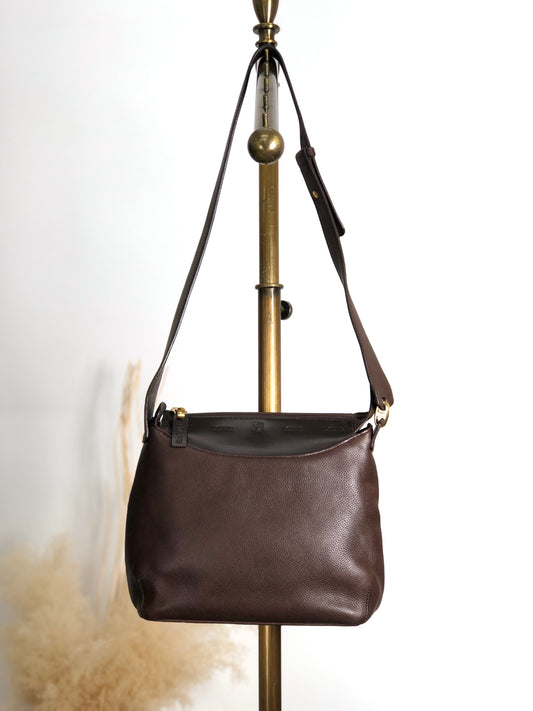 LOEWE Logo Embossed Shoulder bag Brown Vintage kv866j