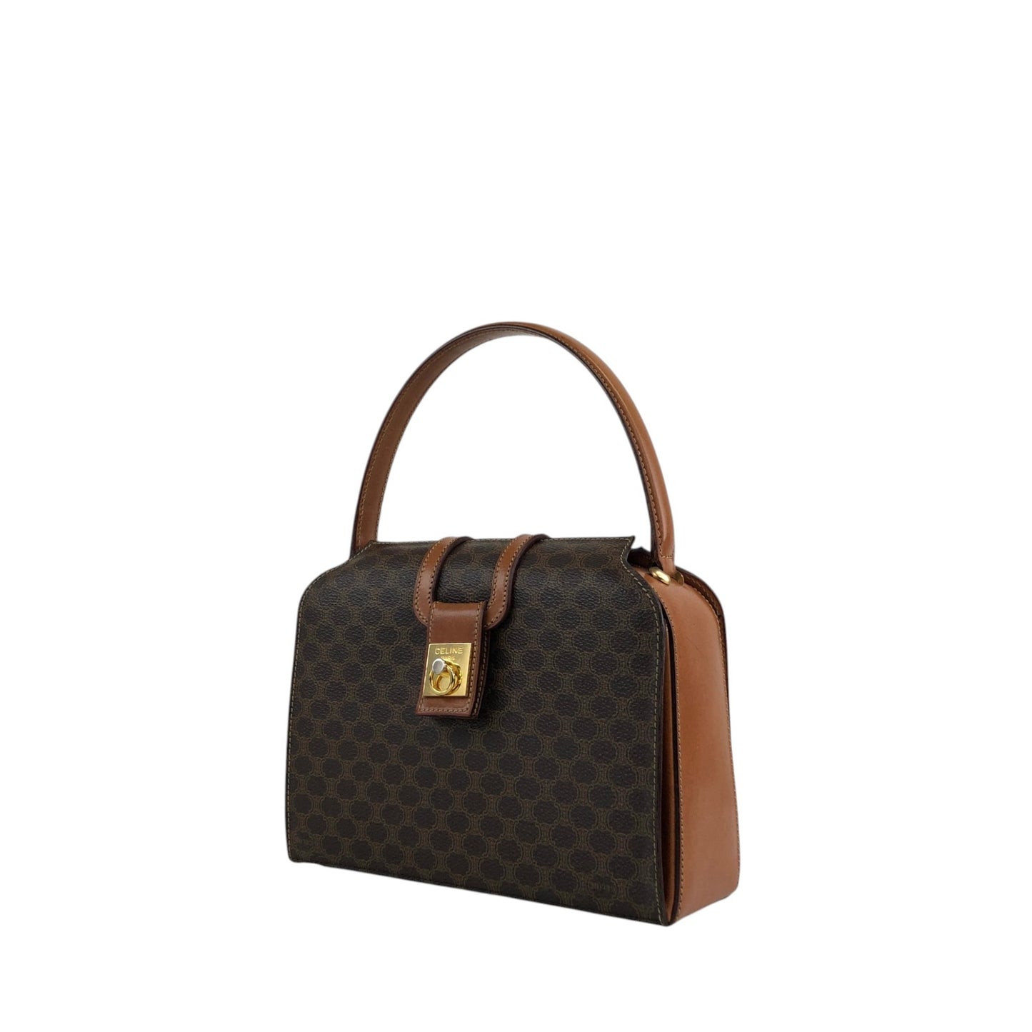 CELINE Macadam Gancini Handbag Brown Vintage hjb52j