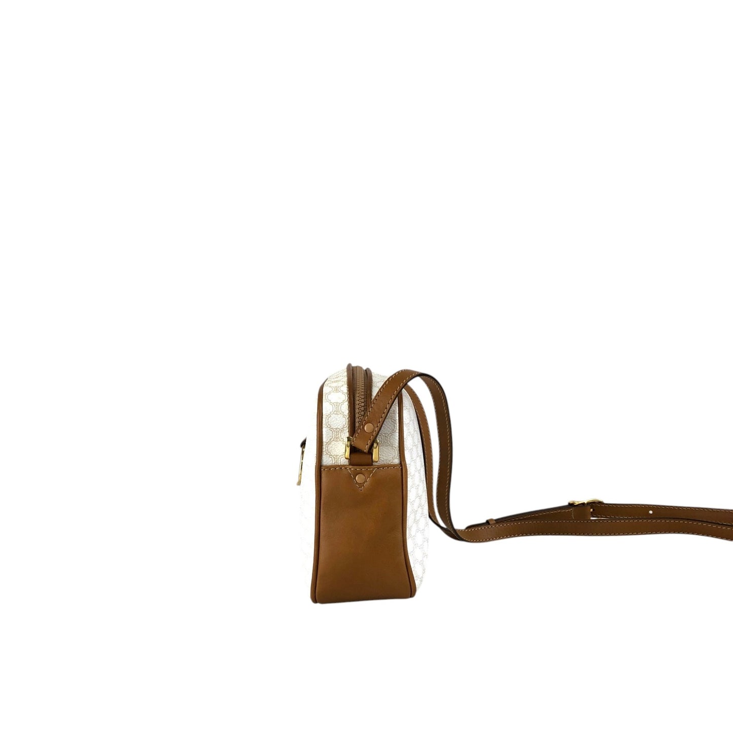 CELINE Macadam Horse Bit Shoulder bag White Vintage wbvsb7
