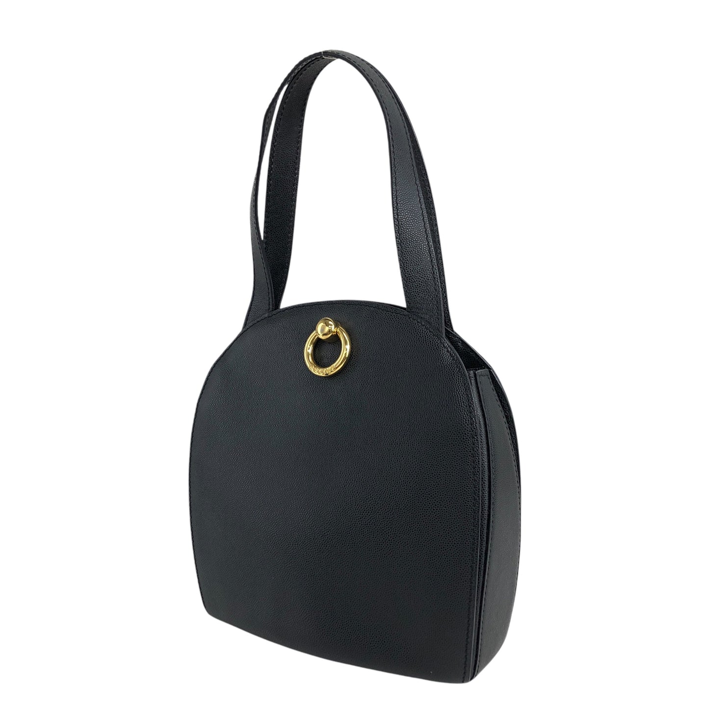 CELINE Gancini Handbag Black Vintage uzkh5c