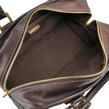 LOEWE Amazona28 Anagram Small Boston bag Handbag Brown Vintage vf56va