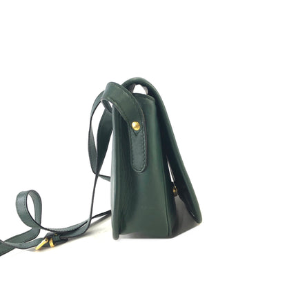 CELINE Gancini Flap Leather Shoulder bag Green Vintage mtmid2