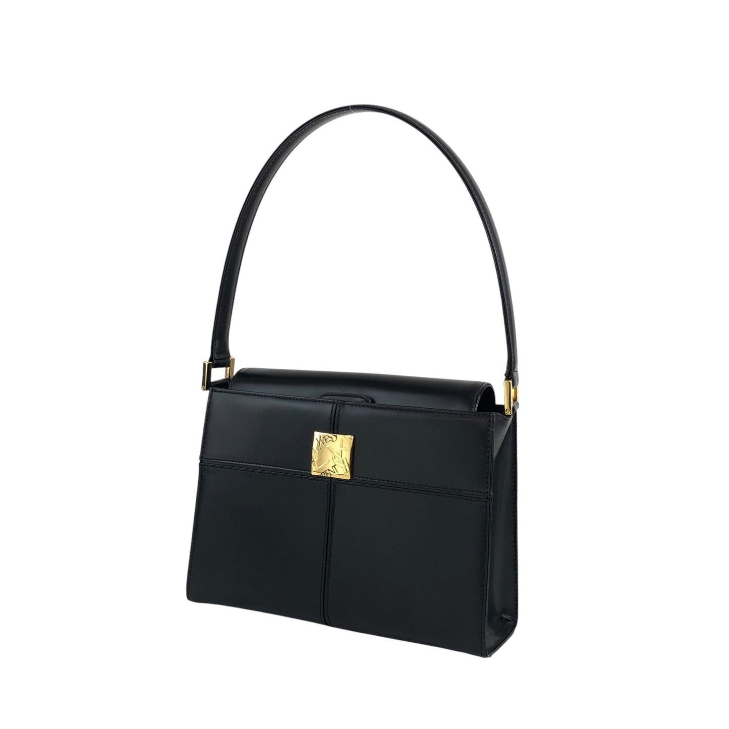 Yves Saint Laurent YSL Logo Handbag Black Vintage saezt8