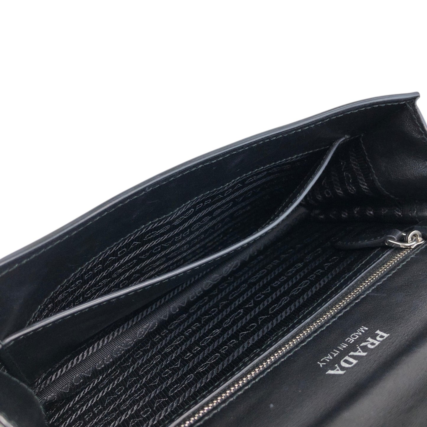 PRADA Logo Ribbon Motif Shoulder bag Black Vintage e3gymr