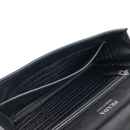 PRADA Logo Ribbon Motif Shoulder bag Black Vintage e3gymr