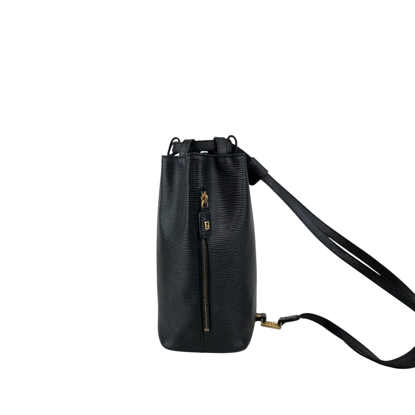 FENDI Logo Embossed Shoulder bag Black Vintage 76k8ej