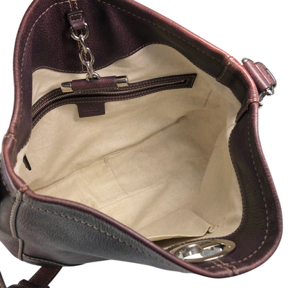 GUCCI Logo Embossed Shoulder bag Brown Vintage 8svbt5