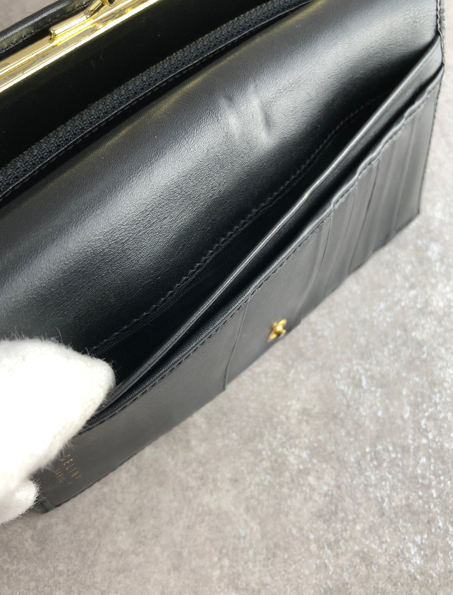 CELINE Macadam Blason Long Wallet Black Vintage d3z87w