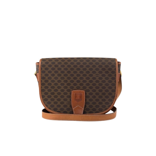 CELINE Macadam Blason Flap Shoulder bag Brown Vintage 2gysan