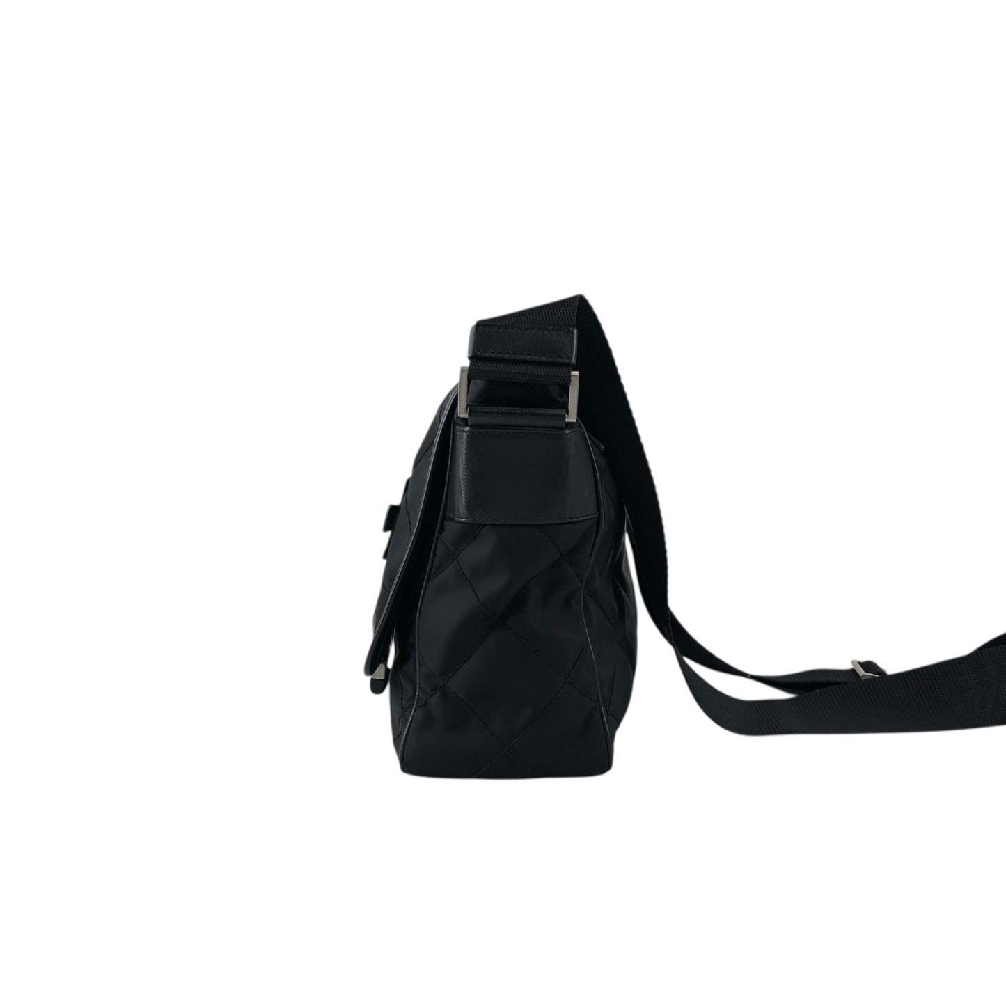 PRADA Tessuto Triangle Logo Shoulder bag Black Vintage g5c3is