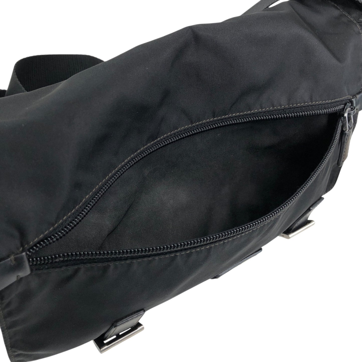 PRADA Tessueto Triangle Logo Shoulder bag Black Vintag vii5a2