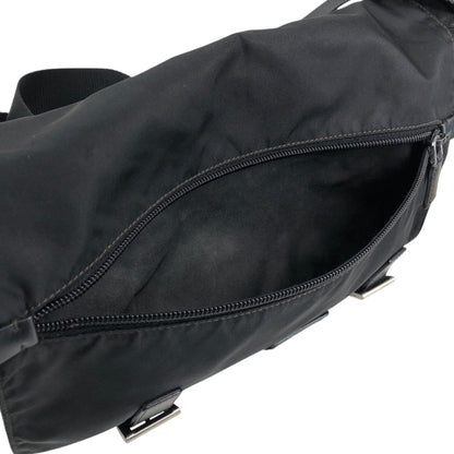 PRADA Tessueto Triangle Logo Shoulder bag Black Vintag vii5a2