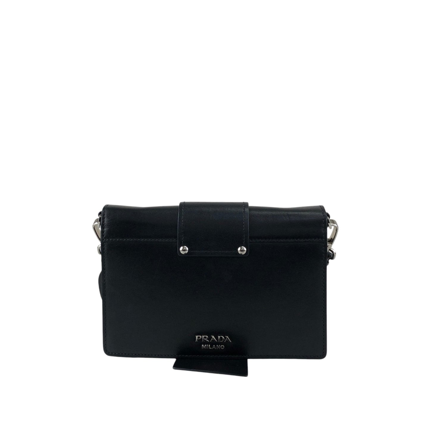 PRADA Logo Ribbon Motif Shoulder bag Black Vintage e3gymr