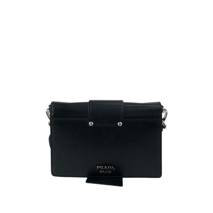 PRADA Logo Ribbon Motif Shoulder bag Black Vintage e3gymr