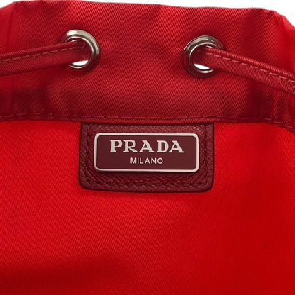 PRADA Tessuto Triangle Logo Drawstring Small Handbag Red Vintage 8aunpv