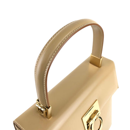Salvatore Ferragamo Gancini Two-way Handbag Shoulder bag Beige Vintage einekb