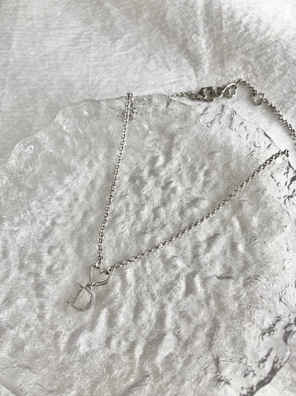 Christian Dior Heart Motif Necklace Silver Vintage i8mpxg