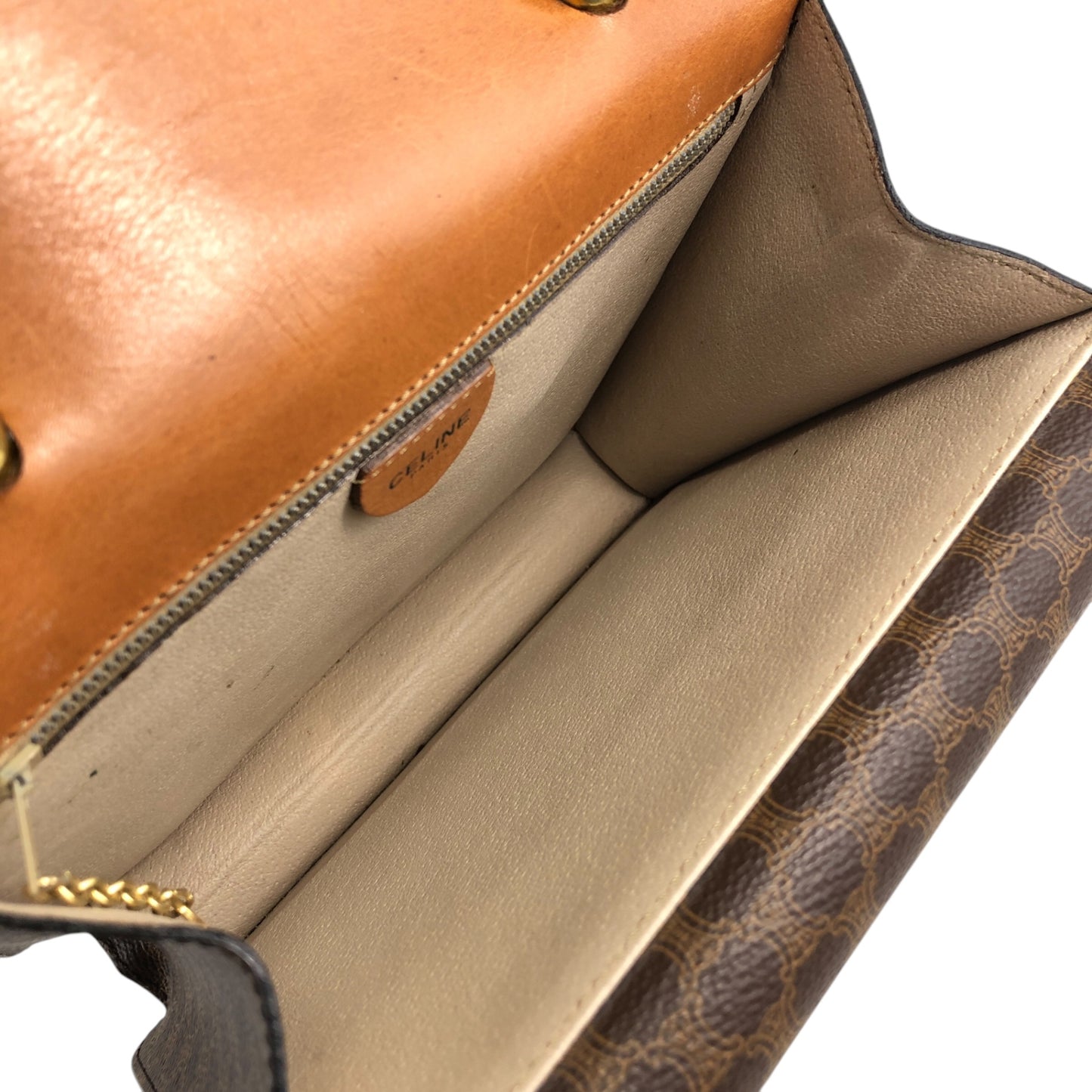 CELINE Macadam Horse Bit Double Flap Top Handle Handbag Brown Vintage 6caaii