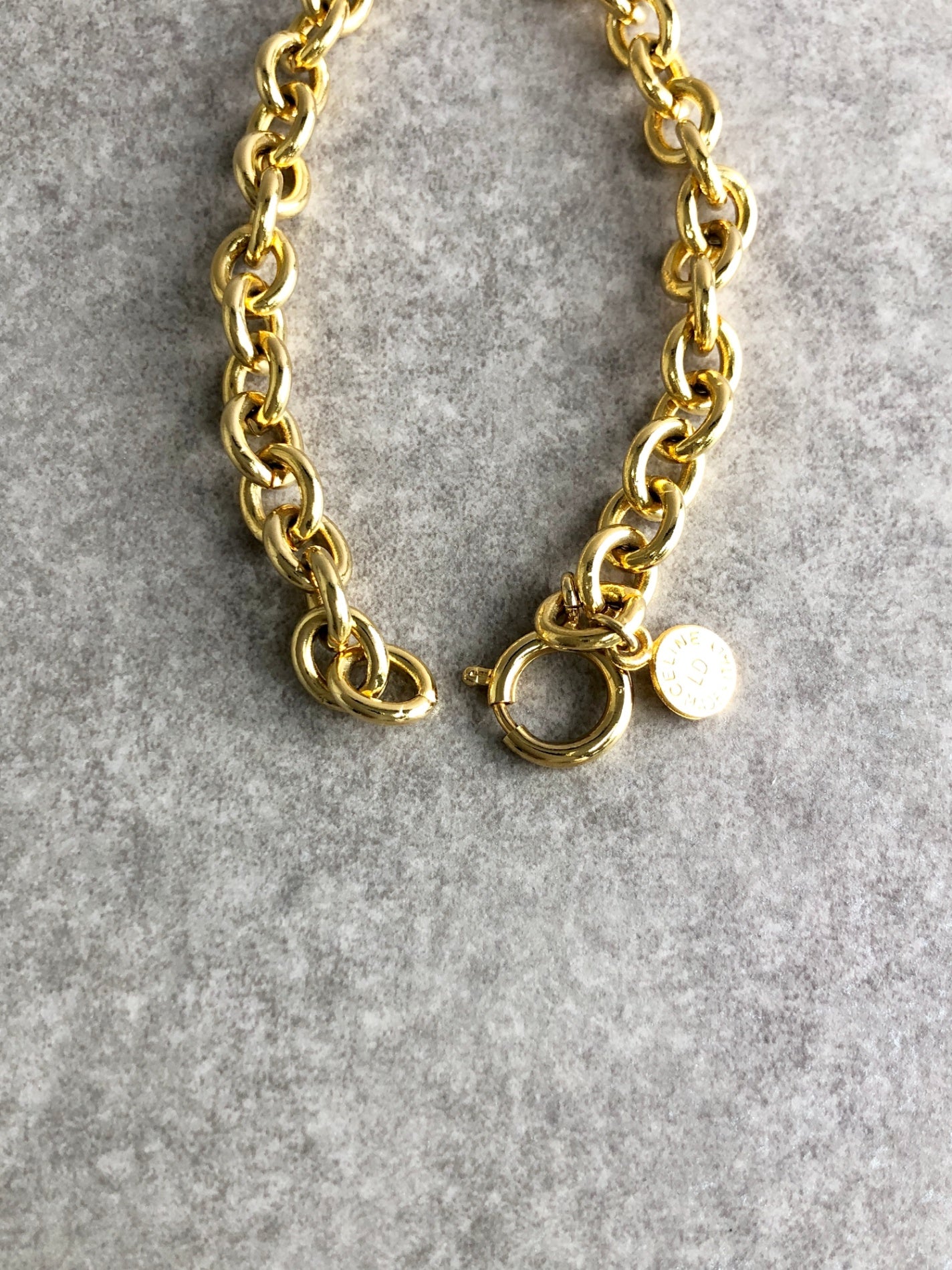 CELINE Circle Logo Bracelet Gold Vintage 4bcc7a