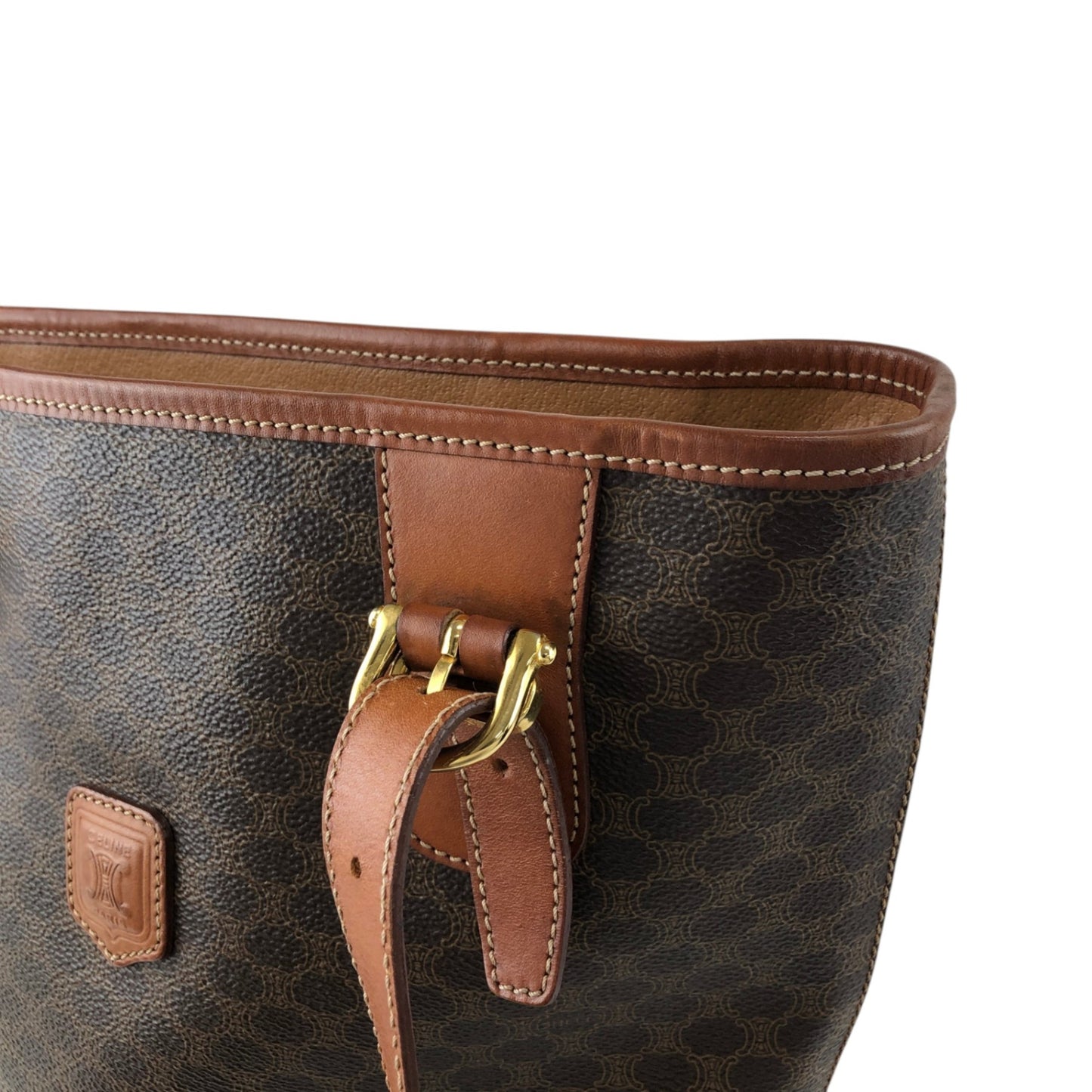 CELINE Macadam Blason Handbag Totebag Brown Vintage g8hnuw