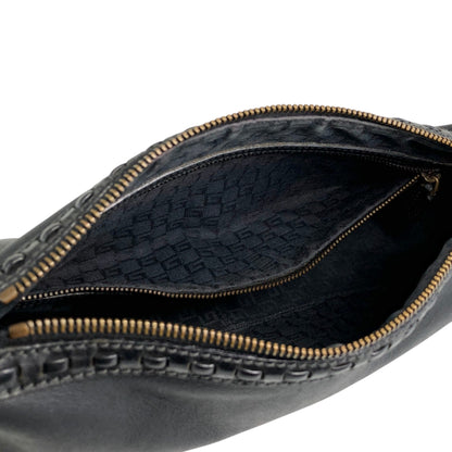 GUCCI Logo Embossed Shoulder bag Black Vintage zvzcf8