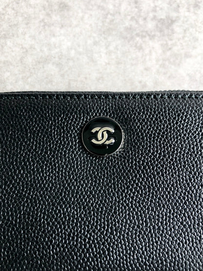 CHANEL Coco Mark Coin Purse Black Vintage e6jtzt