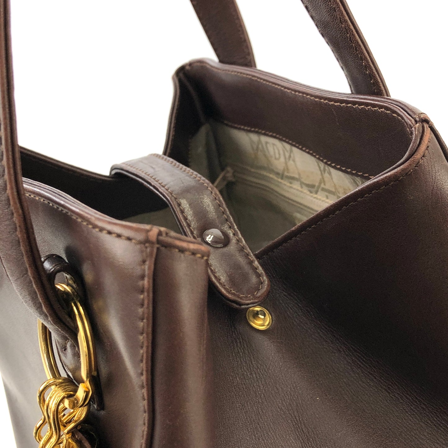 Christian Dior Logo Charm Leather Shoulder bag Brown Vintage 86wd6t